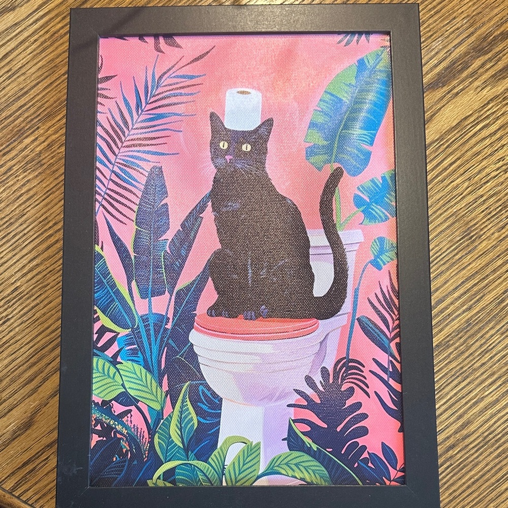 Black Cat Art Print in Frame